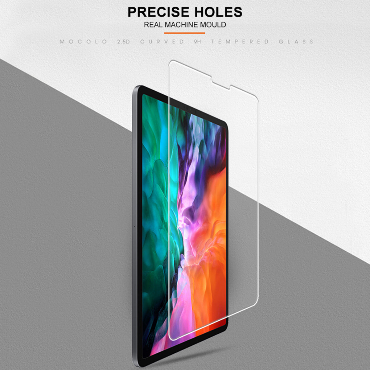 Ochranné tvrzené sklo MOCOLO 2.5D s tvrdostí 9H pro iPad Pro 12.9 (2022) (2021) (2020), čirá průhledná ultratenká ochranná fólie HD Ochranné tvrzené sklo MOCOLO 2.5D s tvrdostí 9H pro iPad Pro 12.9 (2022) (2021) (2020), čirá průhledná ultratenká ochranná fólie HD